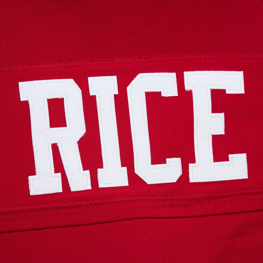 Sweat à capuche pour homme Mitchell & Ness Jerry Rice Scarlet San Francisco 49ers Player Name Number Legacy Jersey