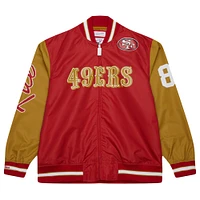 Men's Mitchell & Ness Jerry Rice Scarlet San Francisco 49ers Retired Player Graphic Full-Zip Satin Jacket