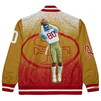 Men's Mitchell & Ness Jerry Rice Scarlet San Francisco 49ers Retired Player Graphic Full-Zip Satin Jacket