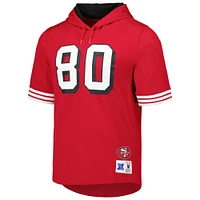 Mitchell & Ness Jerry Rice Scarlet San Francisco 49ers T-shirt à capuche en maille avec nom et numéro du joueur retraité pour hommes