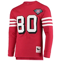 Men's Mitchell & Ness Jerry Rice Scarlet San Francisco 49ers Throwback Retired Player Name Number Long Sleeve Top