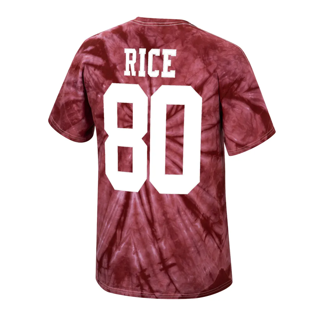 Mitchell & Ness Jerry Rice Scarlet San Francisco 49ers Tie-Dye Super Bowl XXIII T-shirt avec nom et numéro de joueur retraité