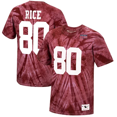 Mitchell & Ness Jerry Rice Scarlet San Francisco 49ers Tie-Dye Super Bowl XXIII T-shirt avec nom et numéro de joueur retraité