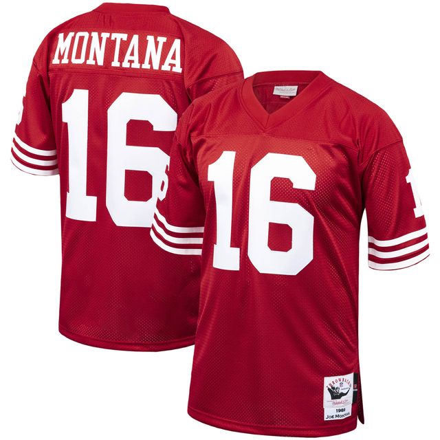 Mitchell & Ness Joe Montana Scarlet San Francisco 49ers Maillot de joueur retraité authentique Throwback pour hommes