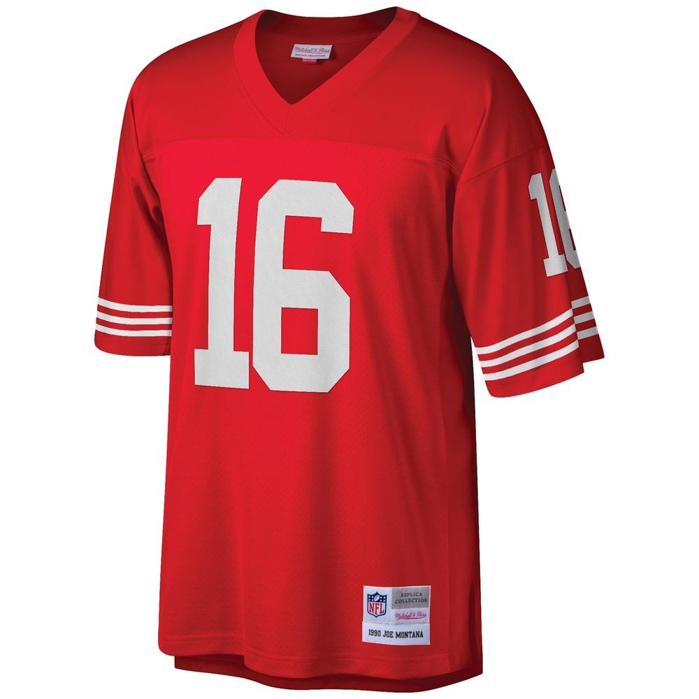 Men's Mitchell & Ness Joe Montana Scarlet San Francisco 49ers Big Tall 1990 Retired Player Replica Jersey