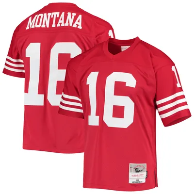 Youth Mitchell & Ness Joe Montana Scarlet/Gold San Francisco 49ers Split Legacy Jersey Size: Extra Large