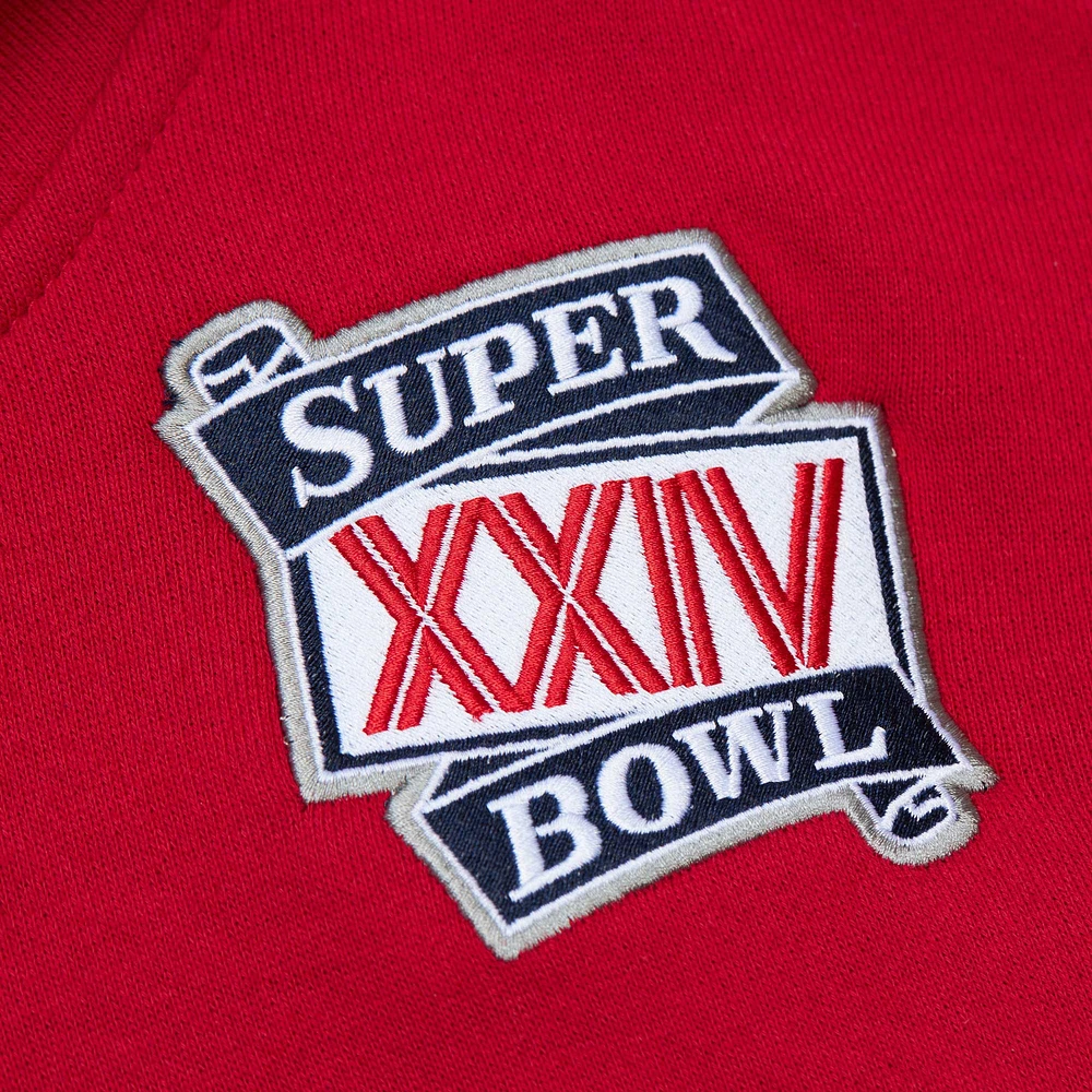 Sweat à capuche pour homme Mitchell & Ness Joe Montana Scarlet avec nom et numéro de joueur retraité des 49ers San Francisco