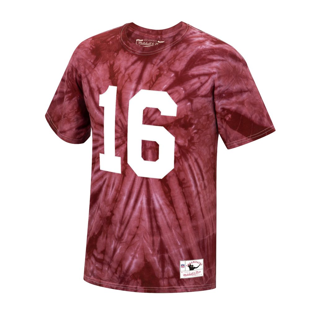 Men's Mitchell & Ness Joe Montana Scarlet San Francisco 49ers Tie-Dye Retired Player Name Number T-Shirt