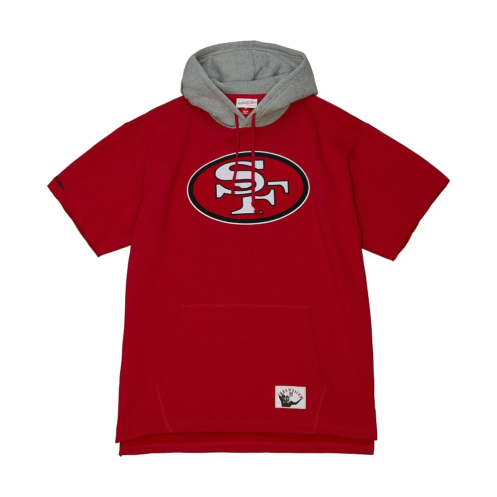 Chandail à capuchon d'après-match des 49ers de San Francisco Scarlet Mitchell & Ness pour homme