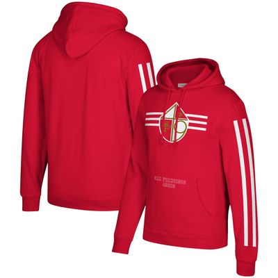 Men's Mitchell & Ness Scarlet San Francisco 49ers Three Stripe Pullover Hoodie