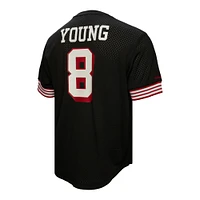 Haut en maille noir pour homme avec nom et numéro de joueur retraité des 49ers San Francisco, Steve Young, Mitchell & Ness