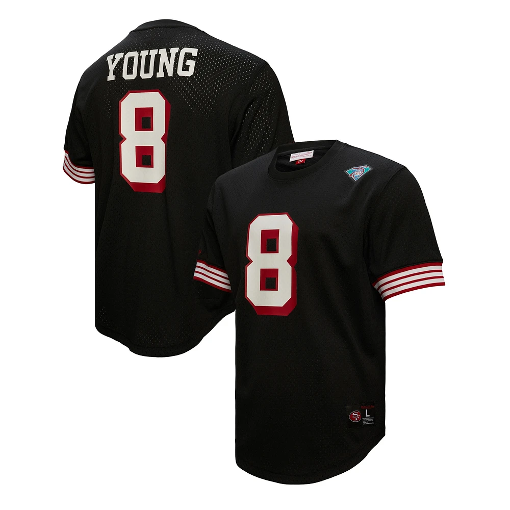 Men's Mitchell & Ness Steve Young Black San Francisco 49ers Retired Player Name Number Mesh Top