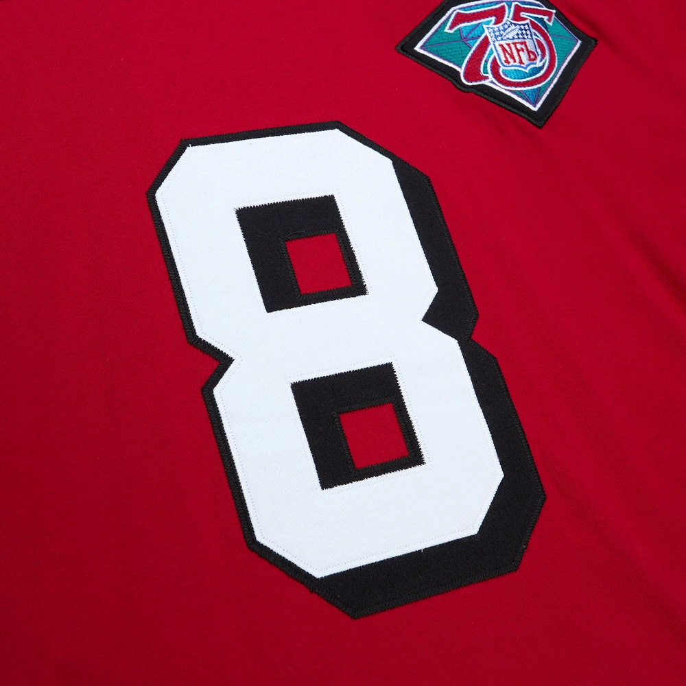 Men's Mitchell & Ness Steve Young Scarlet San Francisco 49ers Retired Player Name Number Long Sleeve Top