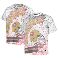 T-shirt blanc à imprimé intégral pour hommes Mitchell & Ness San Francisco 49ers Big Tall