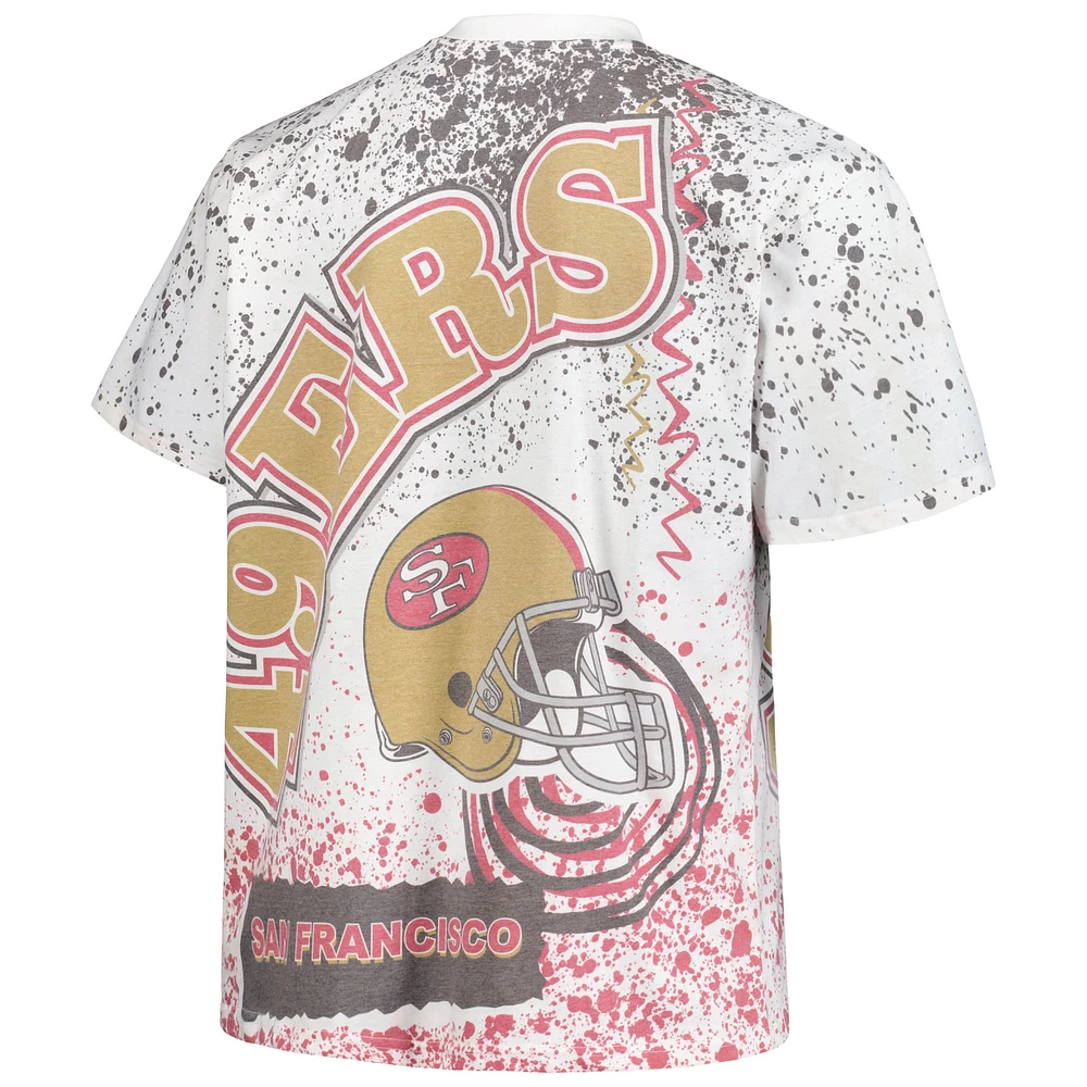 T-shirt blanc à imprimé intégral pour hommes Mitchell & Ness San Francisco 49ers Big Tall