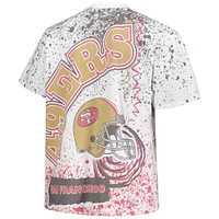 T-shirt blanc à imprimé intégral pour hommes Mitchell & Ness San Francisco 49ers Big Tall