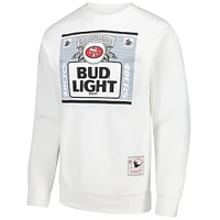 Men's Mitchell & Ness x Bud Light White San Francisco 49ers The Crest Pullover Sweatshirt