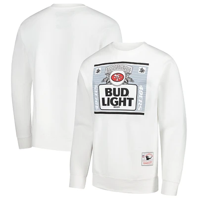 Men's Mitchell & Ness x Bud Light White San Francisco 49ers The Crest Pullover Sweatshirt