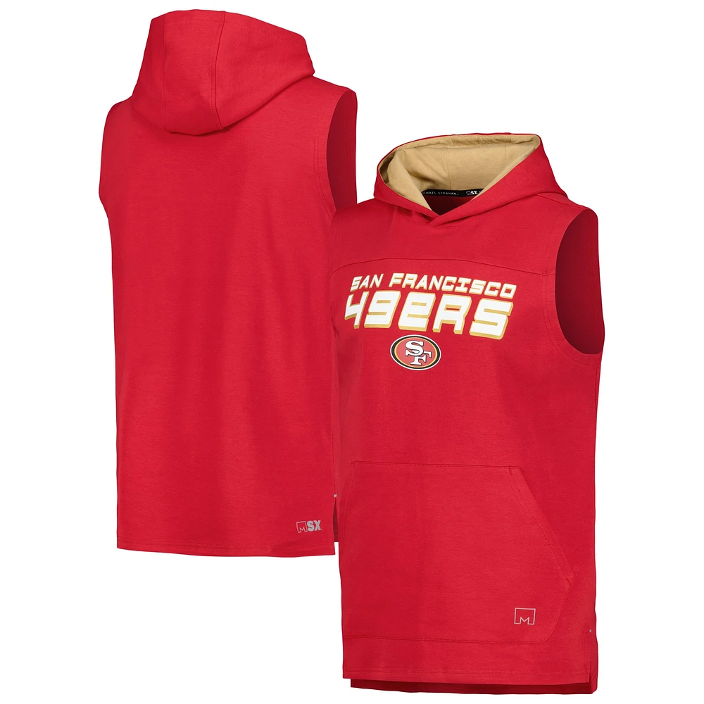 Men's MSX by Michael Strahan Scarlet San Francisco 49ers Captain Sleeveless Hoodie T-Shirt