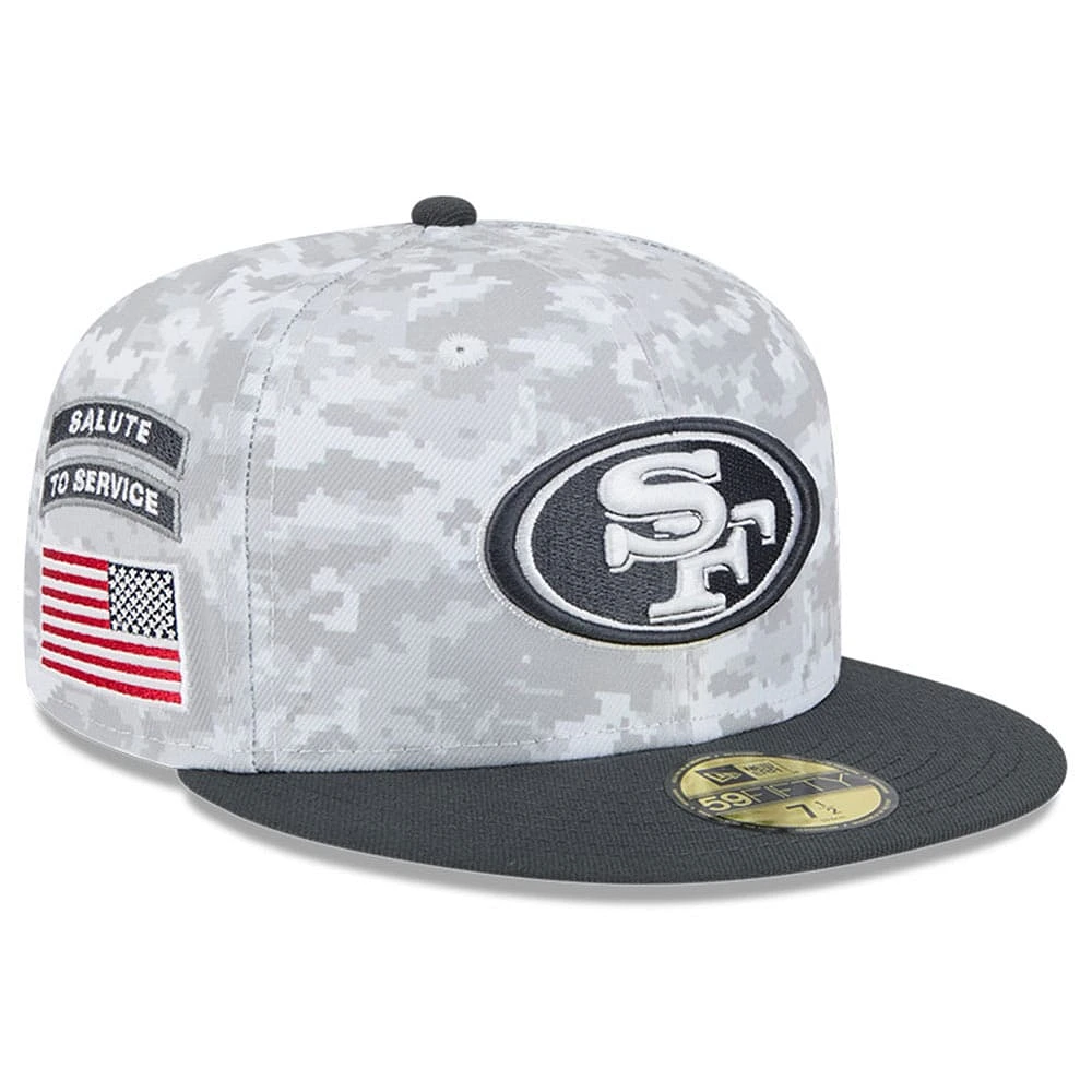 Casquette ajustée New Era 59FIFTY Salute To Service 2024 San Francisco 49ers blanche/graphite pour homme