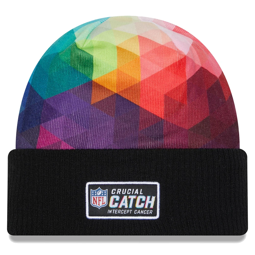 Bonnet en tricot à revers NFL Crucial Catch New Era noir San Francisco 49ers 2023 pour homme