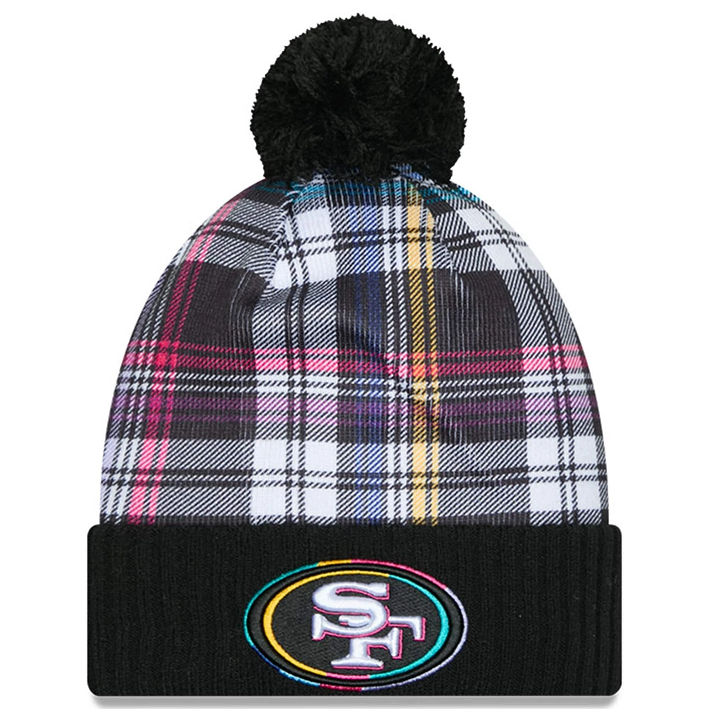 Bonnet en tricot à revers avec pompon NFL Crucial Catch 2024 San Francisco 49ers New Era noir pour homme