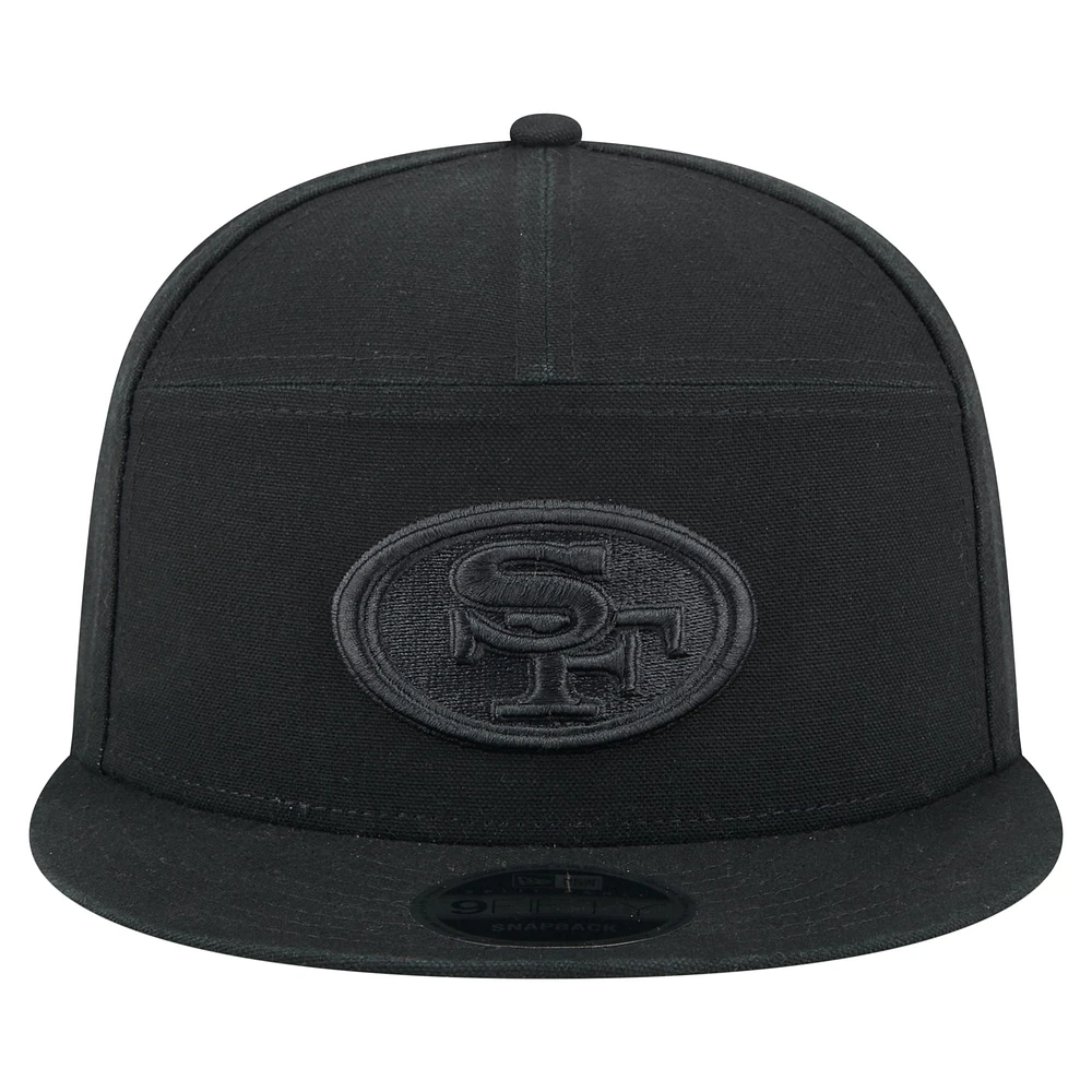 Men's New Era Black San Francisco 49ers Adventure Canvas Split Panel 9FIFTY Snapback Hat