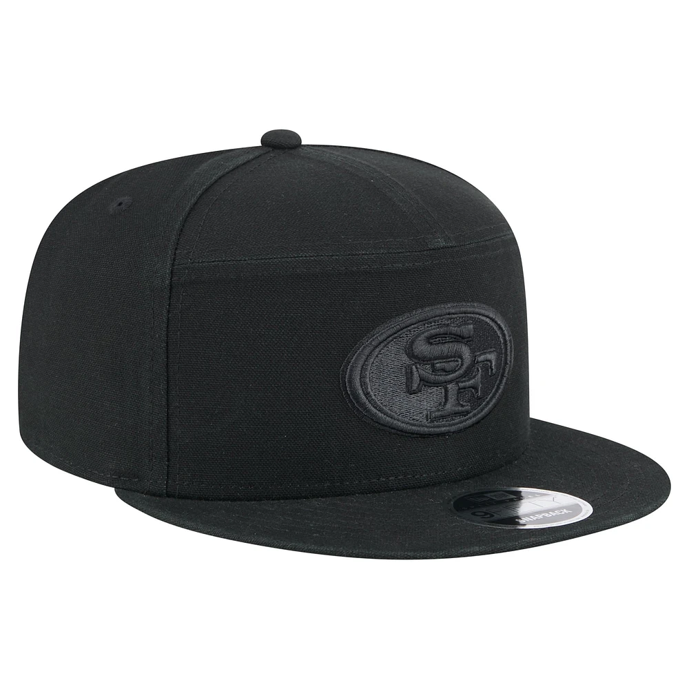 Men's New Era Black San Francisco 49ers Adventure Canvas Split Panel 9FIFTY Snapback Hat