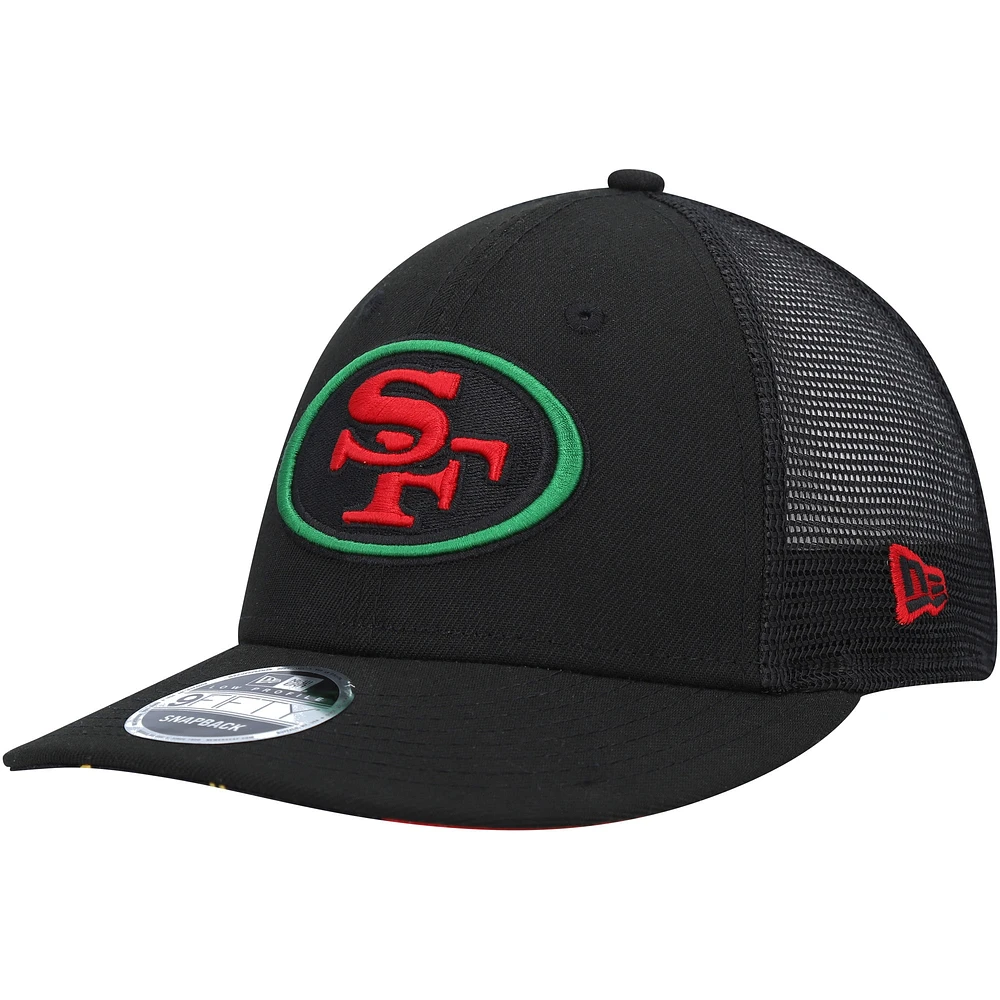 Men's New Era Black San Francisco 49ers Black Excellence Collection Trucker Low Profile 9FIFTY Snapback Hat