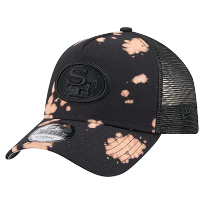 Casquette ajustable New Era noire décolorée 9FORTY A-Frame des San Francisco 49ers pour homme