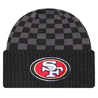 Bonnet en tricot à revers à carreaux noir San Francisco 49ers New Era pour homme