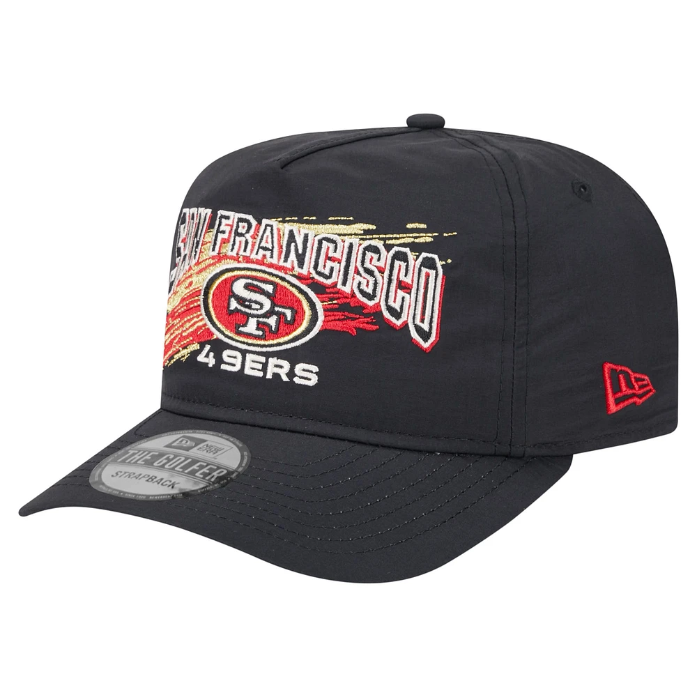 Casquette de golf à rabat noir San Francisco 49ers Throwback Brush pour homme New Era