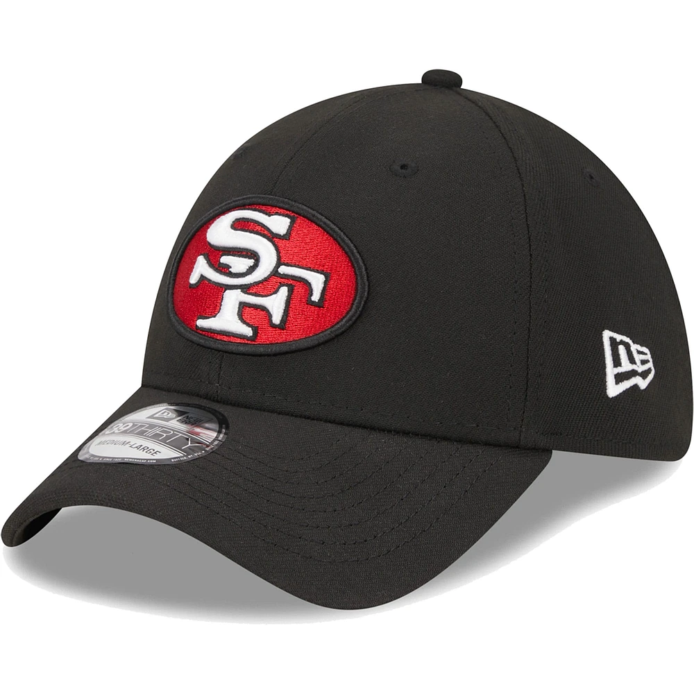 Men's New Era Black San Francisco 49ers Throwback Main 39THIRTY Flex Hat