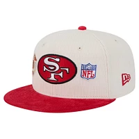 Casquette ajustée 59FIFTY en velours côtelé rétro New Era pour homme, couleur crème/écarlate, des San Francisco 49ers