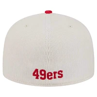 Casquette ajustée 59FIFTY en velours côtelé rétro New Era pour homme, couleur crème/écarlate, des San Francisco 49ers