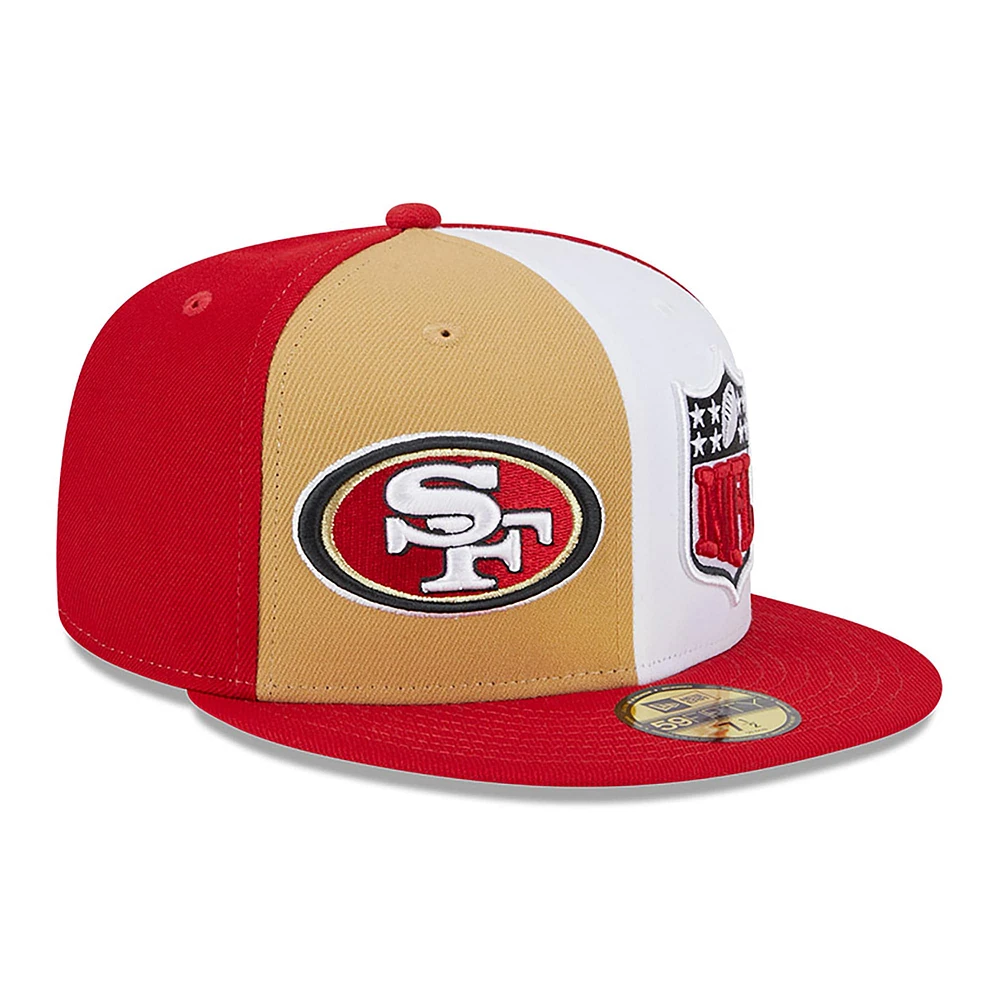 Casquette ajustée 59FIFTY Sideline des 49ers de San Francisco 2023 New Era pour homme, or/écarlate