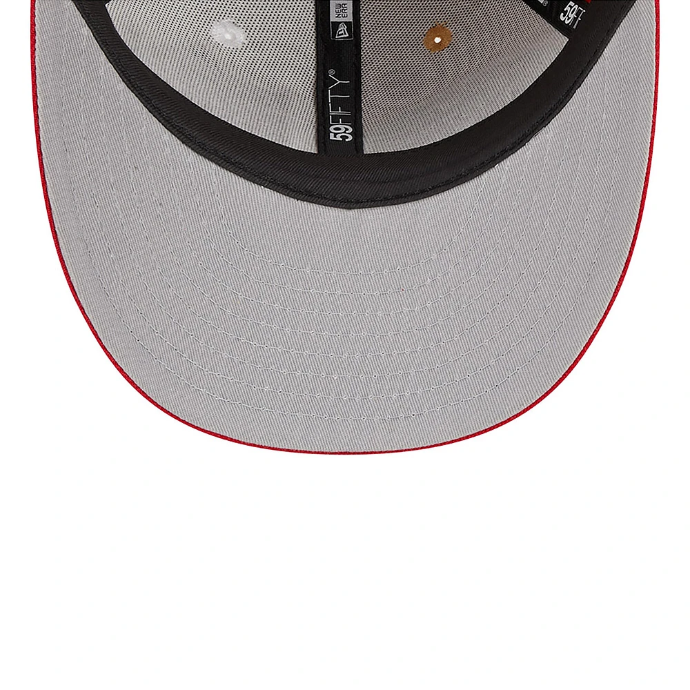 Casquette ajustée 59FIFTY pour homme New Era Gold/Scarlet San Francisco 49ers 2023 Sideline Low Profile