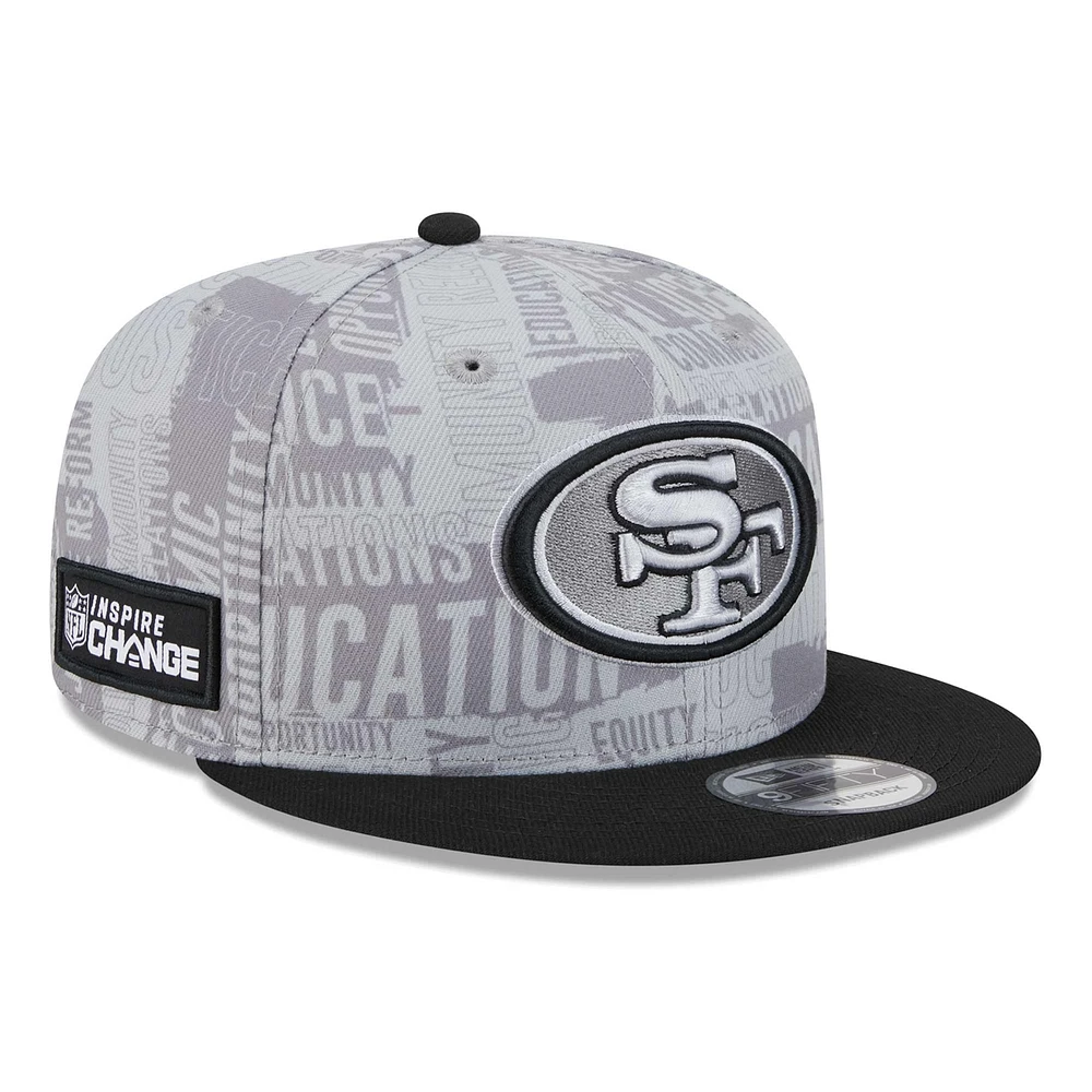 Casquette Snapback 9FIFTY New Era pour hommes des San Francisco 49ers Inspire Change, gris/noir