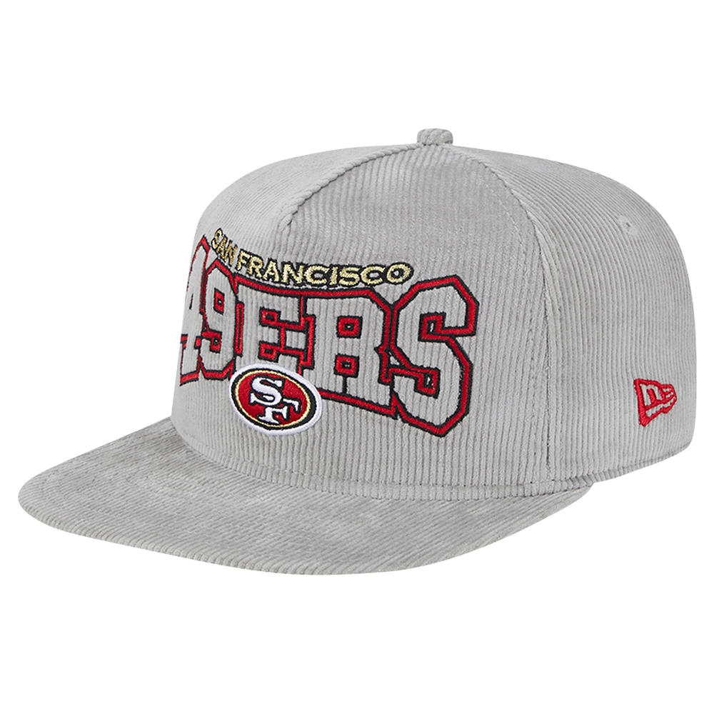 Casquette de golf ajustable en velours côtelé gris San Francisco 49ers New Era pour homme