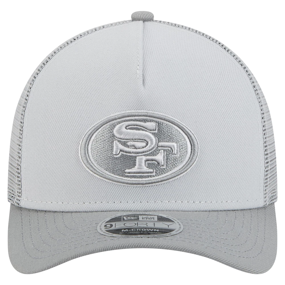 Men's New Era Gray San Francisco 49ers Domain 9FORTY A-Frame Trucker Adjustable Hat
