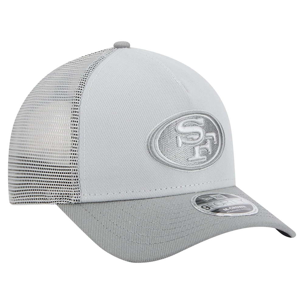 Men's New Era Gray San Francisco 49ers Domain 9FORTY A-Frame Trucker Adjustable Hat