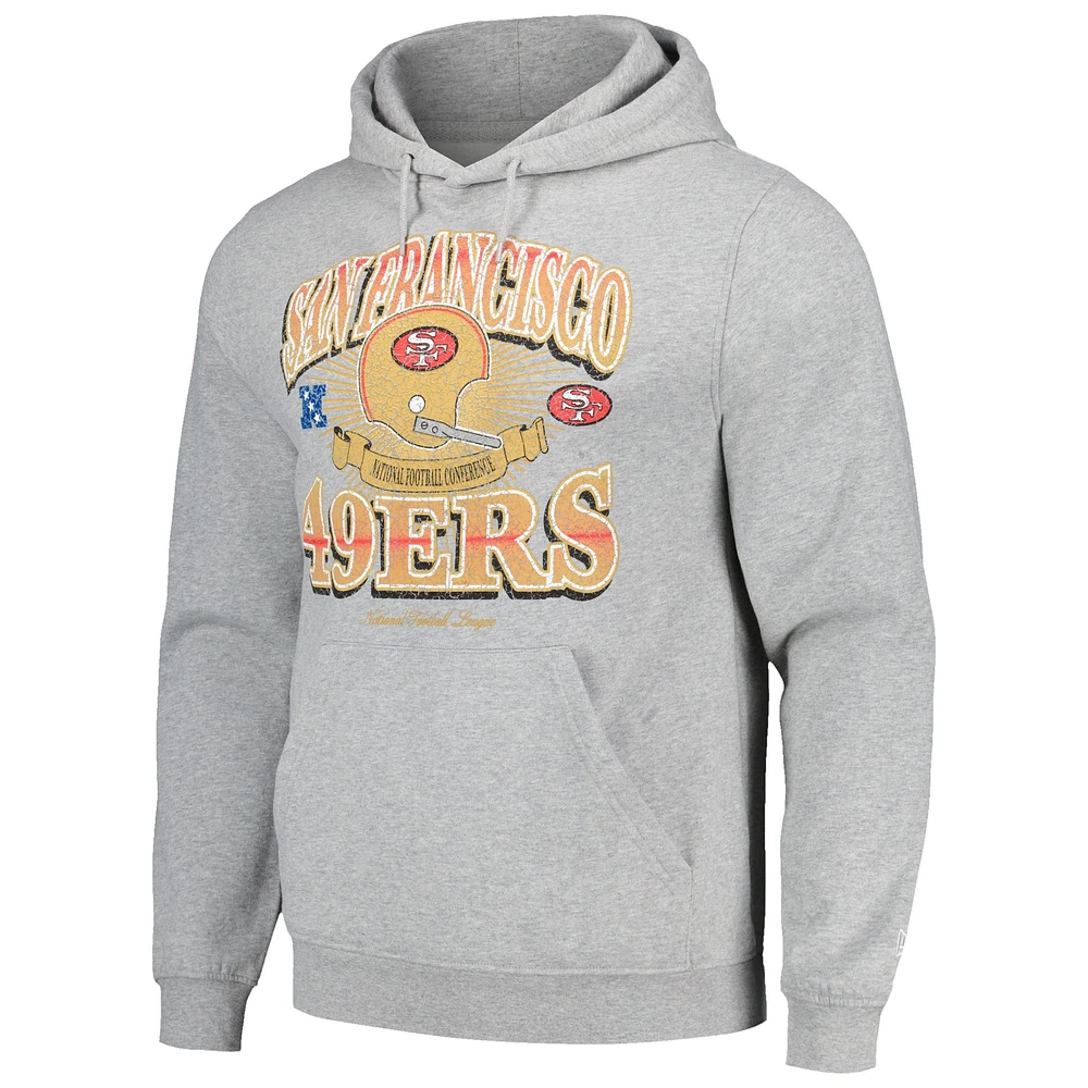 Men's New Era Heather Gray San Francisco 49ers Retro Pullover Hoodie