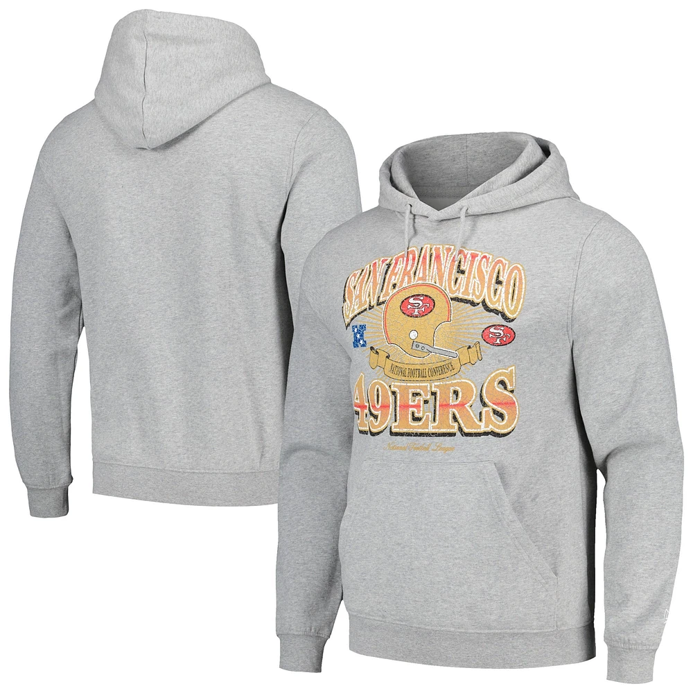 Men's New Era Heather Gray San Francisco 49ers Retro Pullover Hoodie