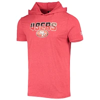 Men's New Era Heathered Red San Francisco 49ers Team Brushed Hoodie T-Shirt