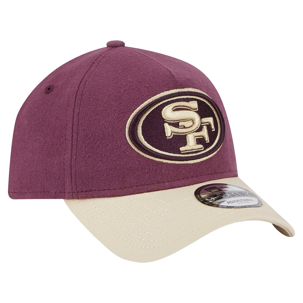 Men's New Era Maroon/Tan San Francisco 49ers Moleskin A-Frame 9FORTY Adjustable Hat