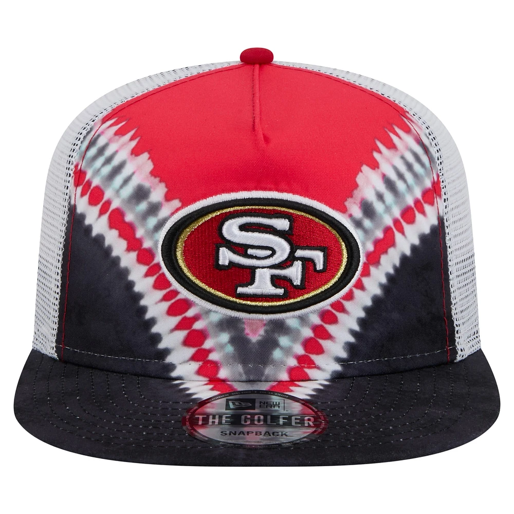 Men's New Era Scarlet/Black San Francisco 49ers Throwback Dye Golfer Snapback Hat