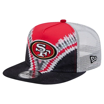 Men's New Era Scarlet/Black San Francisco 49ers Throwback Dye Golfer Snapback Hat