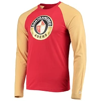 T-shirt à manches longues New Era Scarlet/Gold San Francisco 49ers League Raglan Throwback pour homme