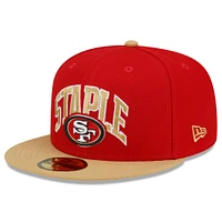 Casquette ajustée 59FIFTY pour homme New Era écarlate/doré San Francisco 49ers NFL x Staple Collection