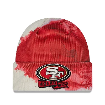 New Era Scarlet San Francisco 49ers 2022 Sideline pour homme - Bonnet en tricot à revers teint à l'encre